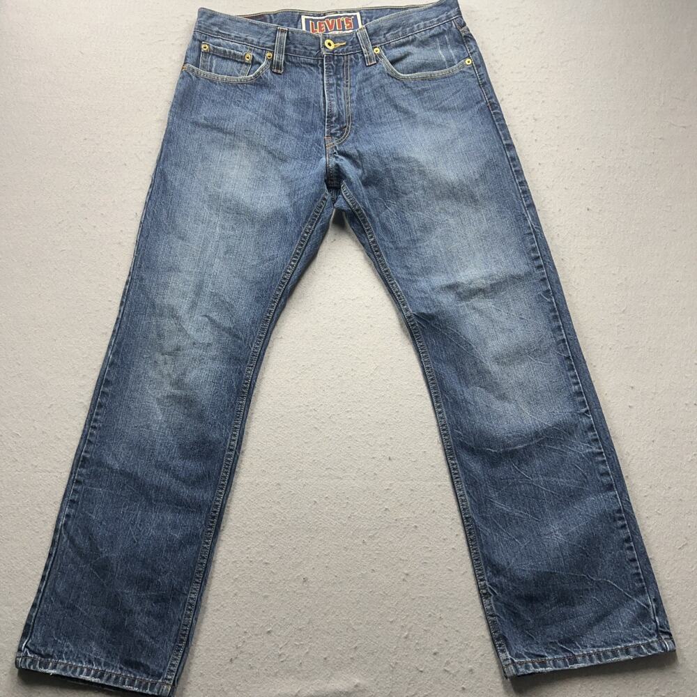 Y2K Levis 514 Jeans Mens 34x30 Blue Medium Wash Faded Denim Slim Straight Fit